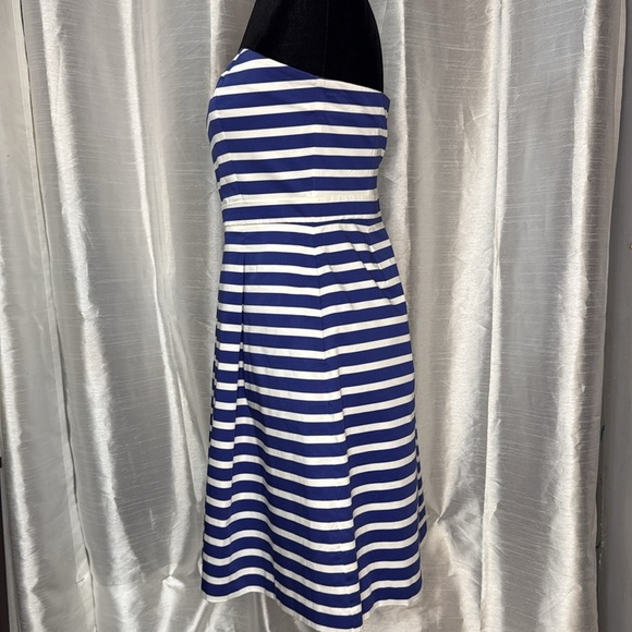 Gap Women’s Strapless Pleated Striped Zip Sz 6 Mini Dress - Picture 5 of 8